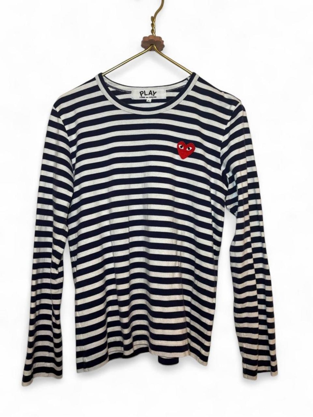 Comme des Garçons PLAY White/Navy Striped Long Sleeve Shirt | L | EUC